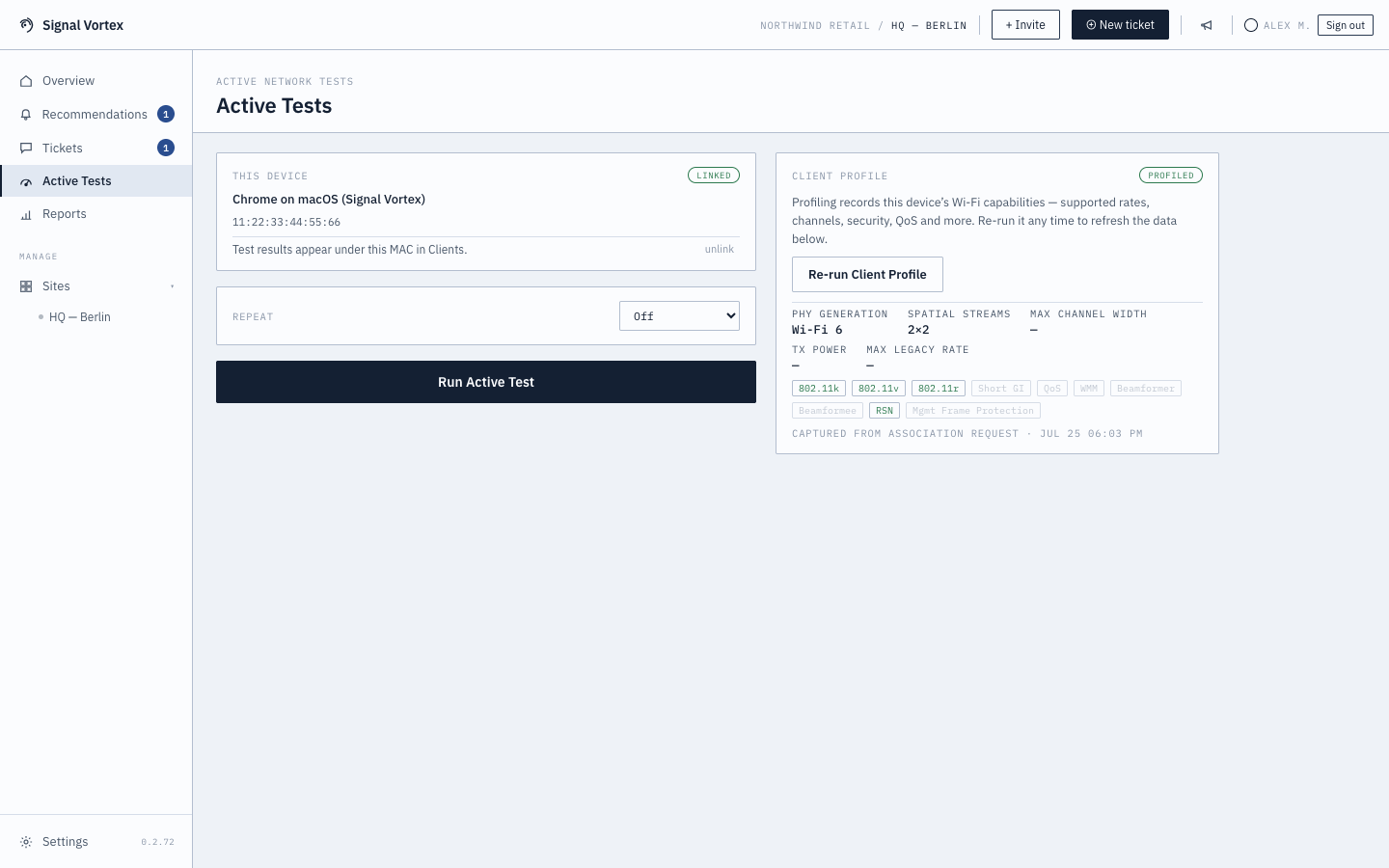 Client capability profiling