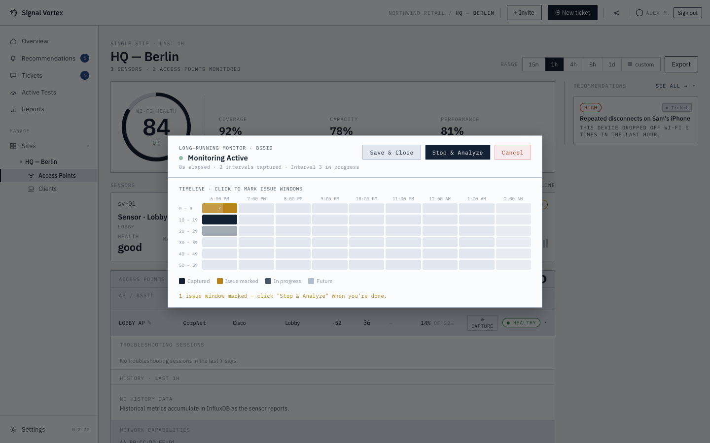 Live monitor timeline