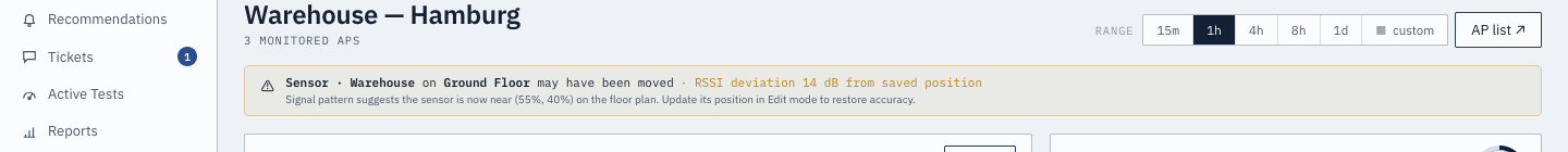 Sensor displacement alert