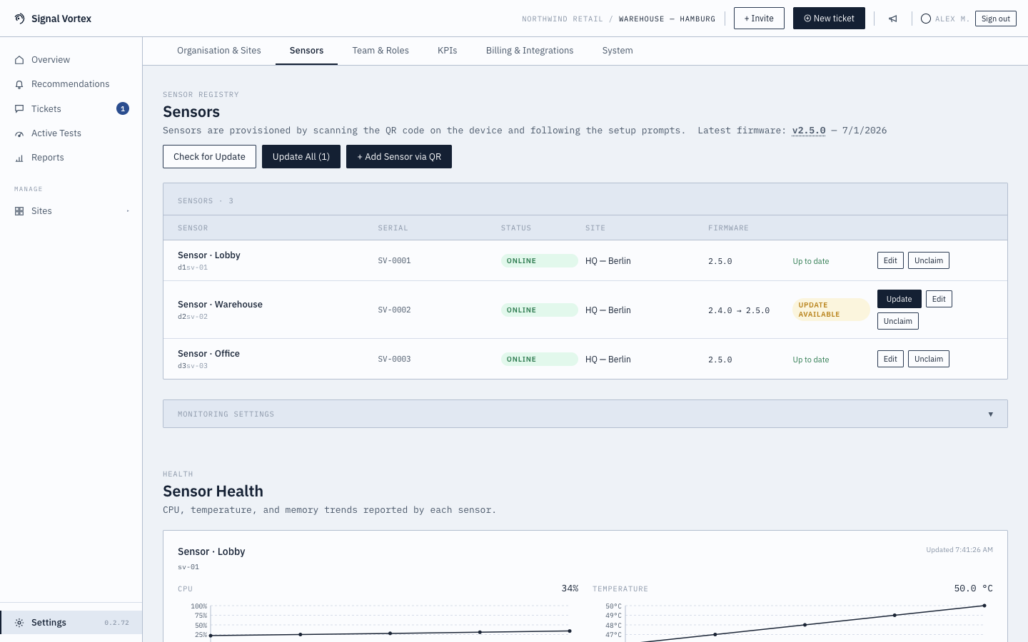 Sensor health monitoring